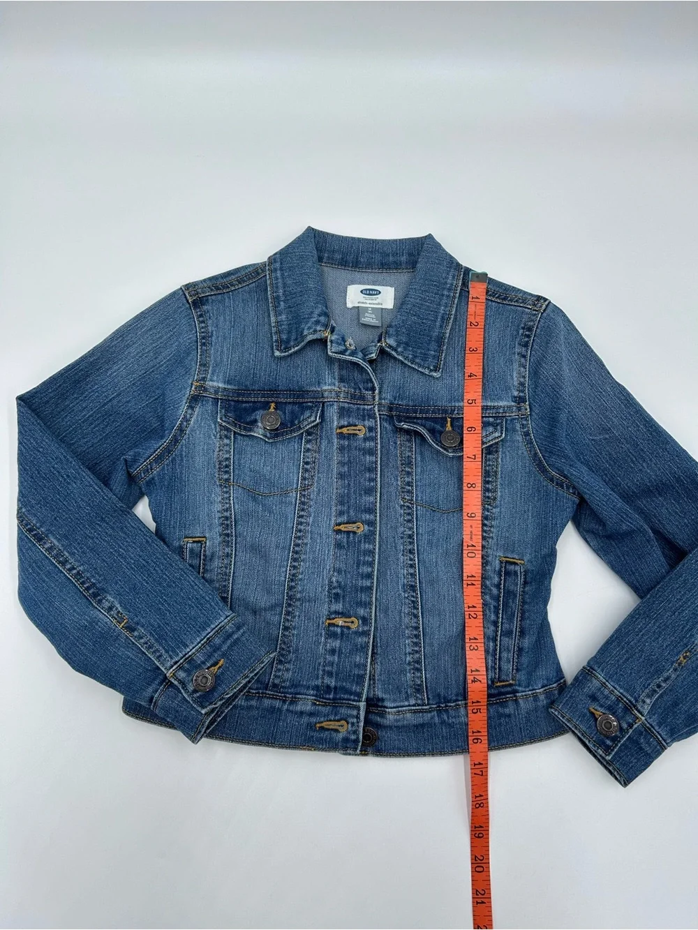 Old Navy Girls Medium Blue Denim Jacket with Contrast Stitching M